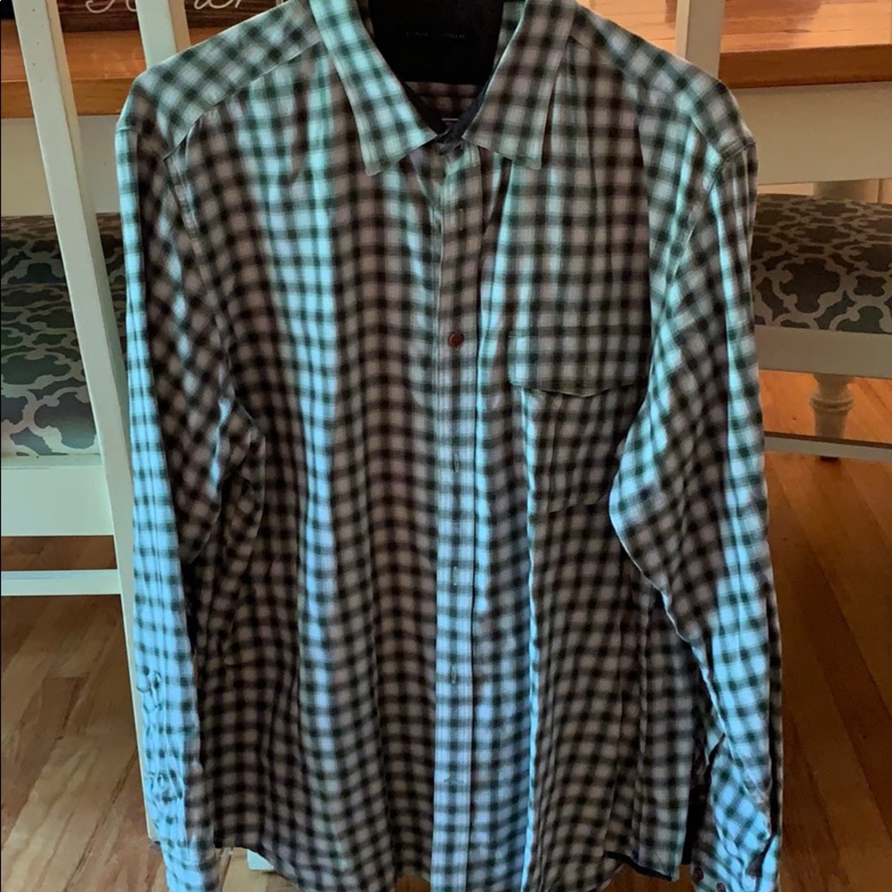 Green plaid button down